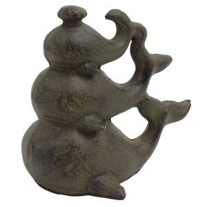 Whales Stacked Up Tier Tray Tabletop Figurine Cast Iron Rustic Finish Brown